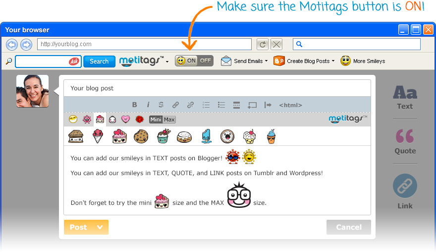 Add Motitags emoticons to your blogs!