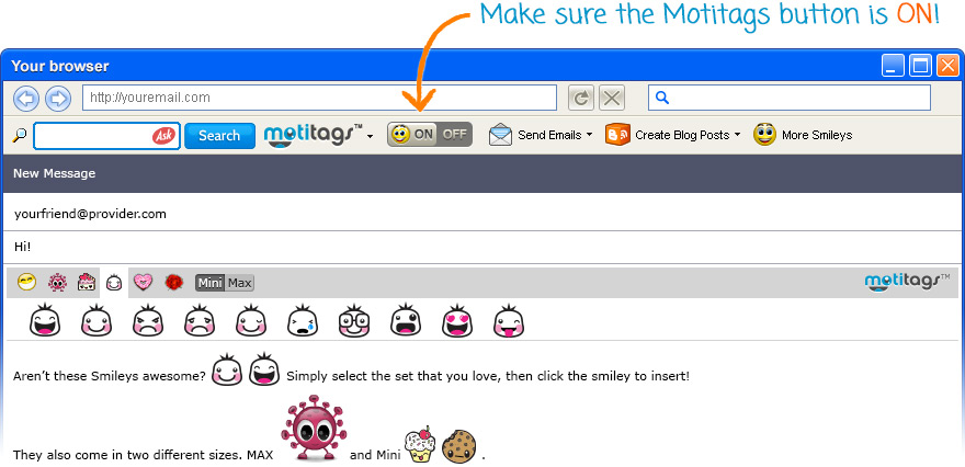 Add Motitags emoticons to your emails!